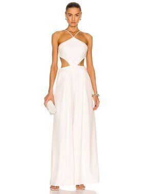PatBO White Backless Cut-out Jumpsuit